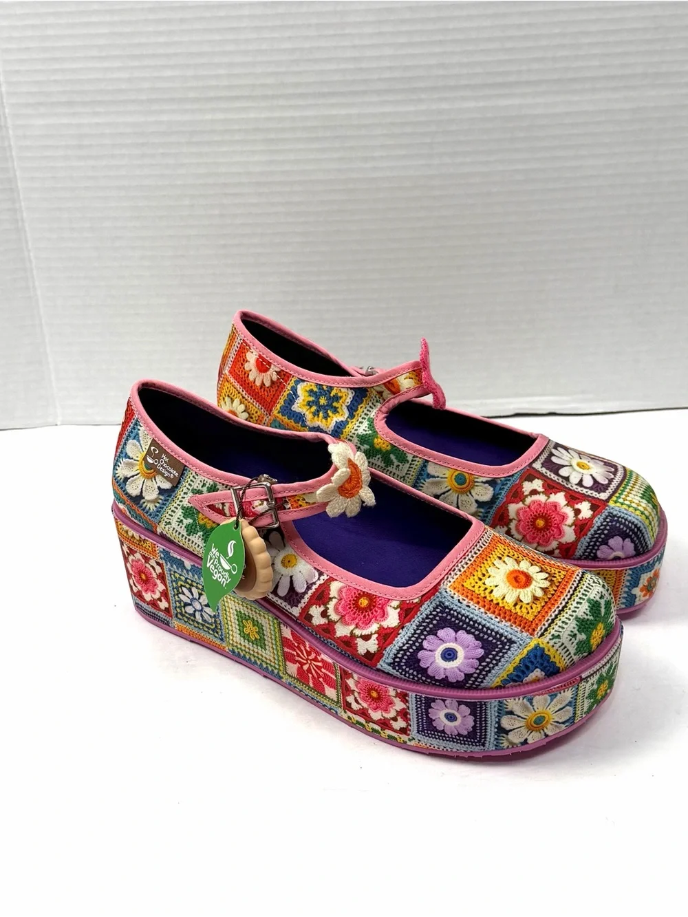 Hot Chocolate Crochet Mary Jane Platform Sz 9